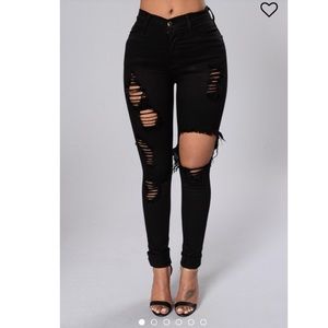 Fashion Nova Glistening Jeans-Black